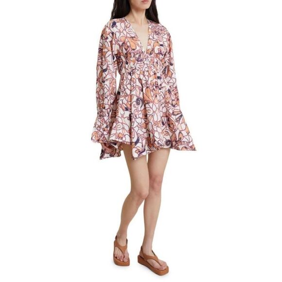 A.L.C. Salina Floral Linen Mini Dress NWOT Size 12 - Picture 3 of 9